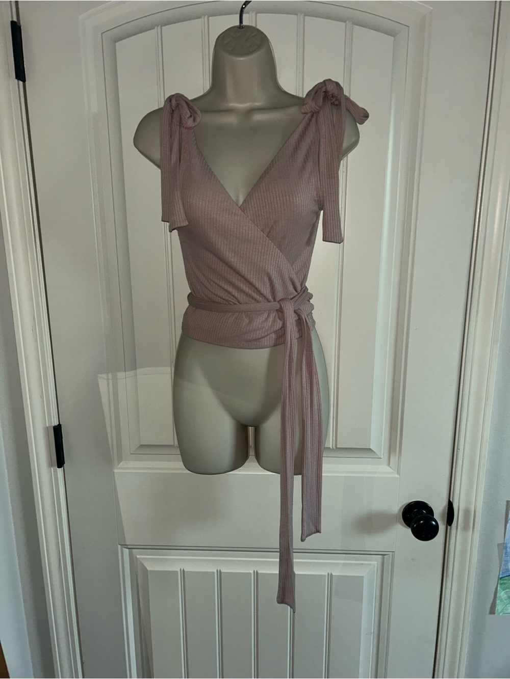 NEW We The Free by Free People Dusty Rose Tie-Shoulder Wrap Crop Top Sz XS
